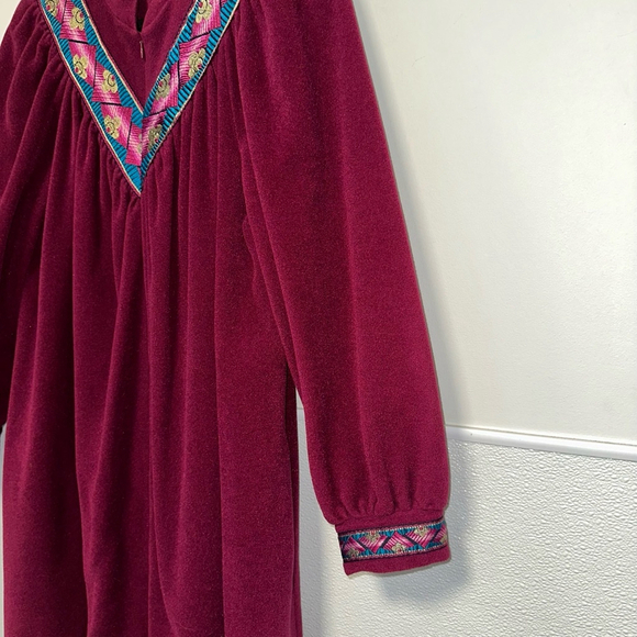 Vintage Vanity Fair Wine Red Half Zip Nightgown Housecoat Women’s Size Small 70s - Picture 9 of 12
